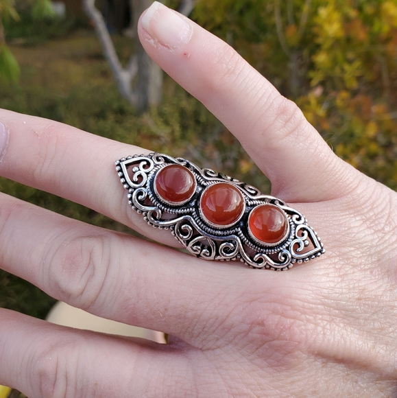 New Huge Unique Carnelian 925 Silver Statement Ring. - Picture 2 of 11